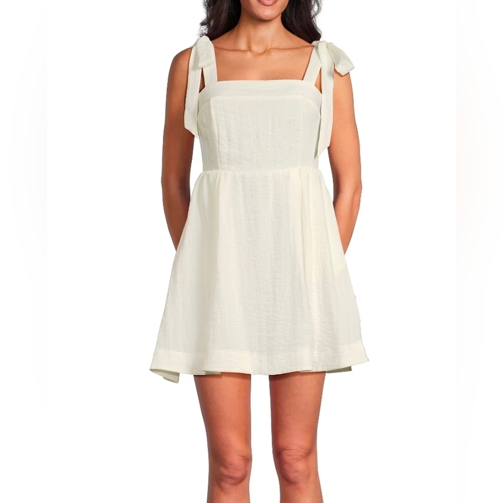 Sam Edelman 10 12 & 14 Womens Shoulder Tie Back Zip Minidress With Pockets White